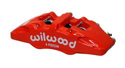 Brake Caliper, Forged DynaPro 6A Lug Mount, 6-piston, Aluminum, Red Powdercoated, Wilwood Logo, Passenger Side