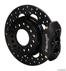 Disc Brakes, Forged Dynalite Drag, Rear, Cross-drilled Surface Rotors, 4-piston Calipers, Black, Ford, Kit