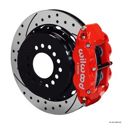 Disc Brake Kit, 4R Big Brakes, Rear, Slotted/Drilled Rotor, 4-Piston Caliper, Red, GM, Kit