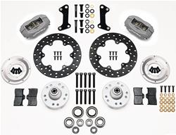 Disc Brakes, Front, Drag Race, Cross-Drilled Rotors, 4-Piston Calipers, GM, Kit