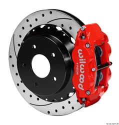 Disc Brakes, Rear, Big Brake, Drilled/Slotted Rotors, 4-Piston Red Calipers, Chevy, Kit