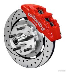 Disc Brakes, Front, Dynalite Pro, Cross Drilled/Slotted, 6-Piston Red Calipers, GM, Kit