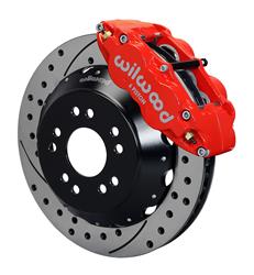 Disc Brakes, Front, Superlite 6R, Cross-Drilled Slotted Rotors, 6-Piston Red Calipers, Chevy, Kit