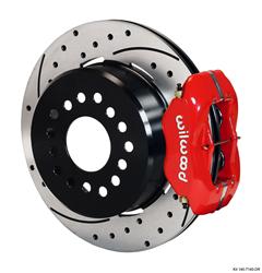 Parking Brake, Rear, Dynalite, Cross-Drilled/Slotted Rotor, 4-Piston Red Caliper, Chrysler, Dodge, Kit