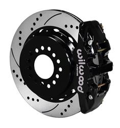 Disc Brake Kit, AERO4, Rear, Slotted/Drilled Rotor, 4-Piston Caliper, Black, GM, Kit