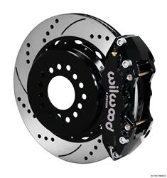 Disc Brakes, Rear, AERO4, Big Brake, Cross-Drilled/Slotted Rotors, 4-Piston Black Calipers, Ford, Kit