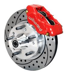 Disc Brakes, Front, Pro Series, Cross-Drilled/Slotted Rotors, 4-Piston Calipers, Red, GM, Passenger Car, Kit