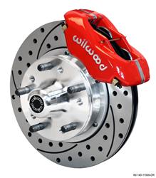 Disc Brakes, Front, Pro Series, Cross-Drilled, Slotted Rotors, 4-Piston Calipers, Red, GM, Kit