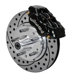 Disc Brakes, Front, Pro Series, Cross-Drilled, Slotted Rotors, 4-Piston Black Calipers, 5 Lug, Ford, Kit