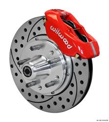 Disc Brakes, Dynalite Pro, Front, Cross-drilled/Slotted Surface Rotors, 4-piston Calipers, Red, Ford, Kit