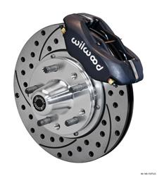 Disc Brakes, Front, Dynalite Pro, Cross-Drilled Slotted Rotors, 4-Piston Black Calipers, Ford, Kit