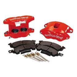 Brake Calipers, GM D52 Dual Piston, Aluminum, Red Powdercoated, Semi-metallic Pads, Front, Kit