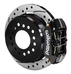 Disc Brakes, Rear, DynaPro, Low Profile Park Brake, Drilled, Slotted Rotors, 4-Piston Black Calipers, GM Truck