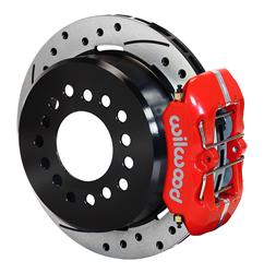 Disc Brakes, Rear, DynaPro, Low Profile Park Brake, Drilled, Slotted Rotors, 4-Piston Red Calipers, Chevy