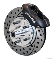 Disc Brakes, Dynalite Pro, Front, Cross-Drilled Rotors, 4-Piston Black Calipers, Chevy, Kit