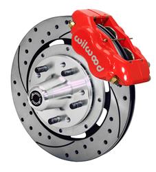 Disc Brakes, Front, Big Brake, Drilled/Slotted Rotors, 4-Piston Red Calipers, Chevy, Kit