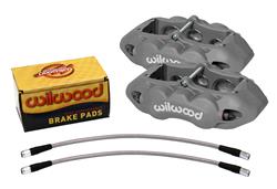 Brake Calipers, D8-6, Aluminum, Gray Anodized, 6-piston, Semi-metallic Pads, Front, Chevy, Kit