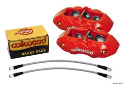 Brake Calipers, D8-6, Aluminum, Red Powdercoated, 6-piston, Semi-metallic Pads, Front, Chevy, Kit