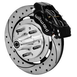 Disc Brakes, Forged Dynalite Big Brake, Front Hub, Rotors, 4-piston Calipers, Black, Chevy, Kit