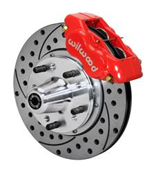 Disc Brakes, Dynalite Pro Series, Front, Cross-drilled/Slotted Rotors, 4-piston Red Calipers, Chevy, Kit