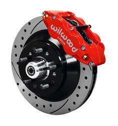 Disc Brakes, Forged Narrow Superlite 6R Big Brake, Front, Rotors, 6-piston Calipers, Red, Buick, Chevy, Olds, Pontiac, Kit