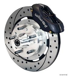 Disc Brake Kit, Forged Dynalite, Front, Drilled/Slotted, Four Piston Calipers, Black Calipers, Chevy, Kit