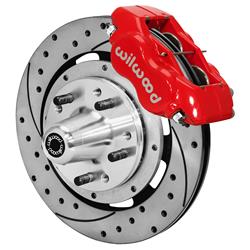 Disc Brakes, Forged Dynalite Big Brake, Front Hub, Rotors, 4-piston Calipers, Red, Chevy, Kit