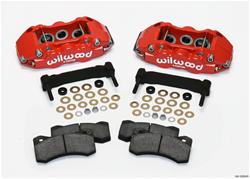 Brake Calipers, AERO6 Radial Mount, Front, 6-piston, Aluminum, Red Powdercoated, Pads, Chevy, Kit