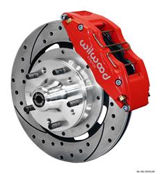 Disc Brake, Big Brake, Front, Drilled/Slotted Rotors, 6-piston Caliper, Red, Buick, Chevy, Olds, Pontiac