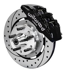 Disc Brake Kit, DynaPro 6, Front, Slotted/Drilled Rotor, 6-Piston Caliper, Black Powdercoated, Ford, Kit