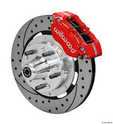 Disc Brakes, DynaPro Big Brake, Front, Cross-drilled/Slotted Rotors, 4-piston Red Calipers, Ford, Mercury, Kit