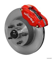 Disc Brake Kit, Classic Dynalite, Front, Solid Rotor, 4-Piston Caliper, Red Powdercoated, Ford, Kit