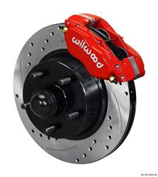 Disc Brakes, Classic Series Dynalite, Front, Manual, Cross-drilled/Slotted Rotors, Red Calipers, Ford, Kit