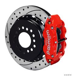 Disc Brake Kits, Forged Narrow Superlite 4R Big Brake Rear Parking Brake Kits, Cross-drilled/Slotted Rotors, Red Calipers, Big Ford New Style, Kit