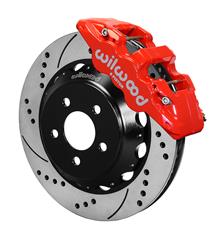 Disc Brake Kits, AERO6 Big Brake Front Brake Kits, Front, Cross-drilled/Slotted Rotors, 6-piston Red Powdercoated Calipers, Ford, Kit