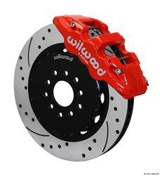 Disc Brake Kits, AERO6 Big Brake Front Brake Kits, Front, Cross-drilled/Slotted Rotors, 6-piston Red Powdercoated Calipers, Cadillac, Chevrolet, Kit