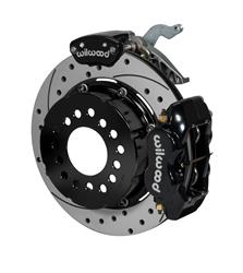 Disc Brakes, Forged Dynalite MC4, Rear, Cross-drilled/Slotted Rotors, 4-piston Calipers, Black Powdercoated, Parking Brake Provision, Chevy, Kit