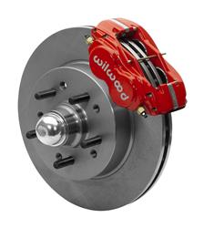 Disc Brake Kit, Classic Series Dynalite Front, Solid Rotors, Four Piston Calipers, Forged Billet Aluminum, Red Powdercoated, Chevy, Kit