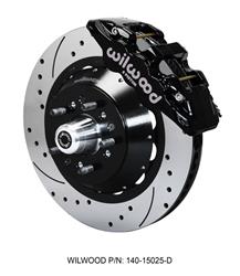 Disc Brakes, AERO6 Big Brake, Front, Cross-drilled/Slotted Surface Rotors, Black Powdercoated Calipers, Ford, Mercury, Kit