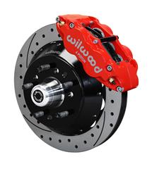 Disc Brakes, Forged Narrow Superlite 6R Big Brake, Front, Cross-drilled/Slotted Rotors, Red Calipers, Ford, Kit