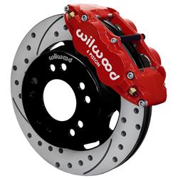 Disc Brake Kit, Forged Narrow Superlight 6R, Front, Cross-drilled/Slotted Rotors, 6-piston Red Calipers, Chevy, GMC, Truck, Kit