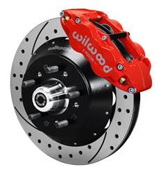 Disc Brake Kit, Forged Narrow Superlite 6R Big Brake Front, Cross-Drilled/Slotted Surface, Six Piston Calipers, Forged Billet Aluminum, Red, Kit