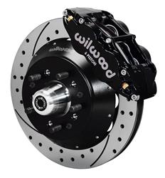 Disc Brake Kit, Forged Narrow Superlite 6R Big Brake Front, Cross-Drilled/Slotted Surface, Six Piston Calipers, Forged Billet Aluminum, Black, Kit