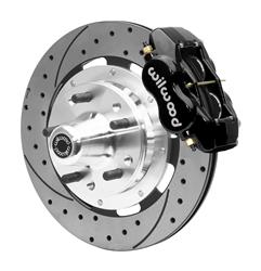 Disc Brakes, Front, 12.19 in. Diameter Rotors, 4-Piston Calipers, Black Powdercoated, Cross-drilled/Slotted, Chevrolet, Kit