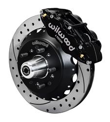 Disc Brake Kit, Forged Narrow Superlite 6R, Front, 12.88 in. Slotted/Drilled Rotor, 6-Piston Black Powdercoat Caliper, GM, Wilwood AFX Spindle, Kit