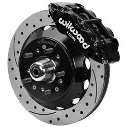 Disc Brake Kit, Forged Narrow Superlite 6R. Front, Cross-Drilled/Slotted, 12.88 in., 6-Piston, Black Powdercoated Calipers, Buick, Chevy, GMC, Kit