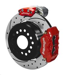 Disc Brakes, Rear, Dynalite Series, Drilled and Slotted Rotors, 4-Piston Calipers, Red Powdercoated, Chevy, 12-Bolt, Kit