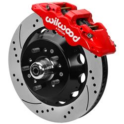 Disc Brake Kit, AERO6 Big Brake, Front, 14 in. Slotted/Drilled Rotor, 6-Piston Red Powdercoat Caliper, GM, Wilwood Gen II AFX Spindles, Kit