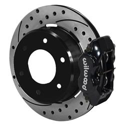 Disc Brake Kit, Dynalite, Rear, Cross Drilled and Slotted Rotor, 12.19 in. Diameter, Four Piston, Black Powdercoated, 6 x 5.5 in, Chevy, Kit