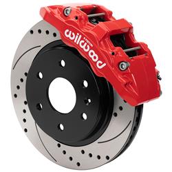 Disc Brakes, AERO6-DM, Front, Cross-drilled/ Slotted Rotors, 6-piston Red Calipers, Chevy, GMC, Kit